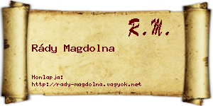 Rády Magdolna névjegykártya